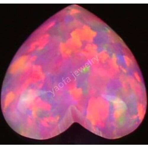 Wholesale OP22 rose pink heart shape opal stone flat cabochon loose lab created stone for jewelry making in 78 colors
