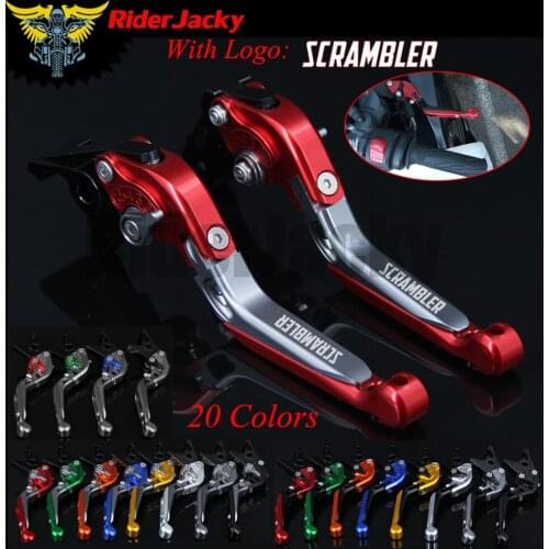 RiderJacky LOGO "SCRAMBLER" Motorcycle CNC Brake Clutch Levers For Ducati Scrambler(all except Cafe Racer) 2015-2016 Adjustable