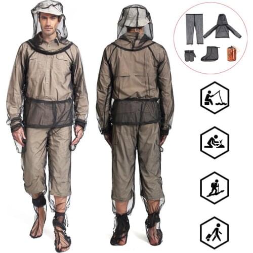 Mesh Hooded Mosquito-proof Suit Outdoor Fishing Adventure Insect-proof Clothing Set Camping Hiking Anti-mosquito Bite Clothes