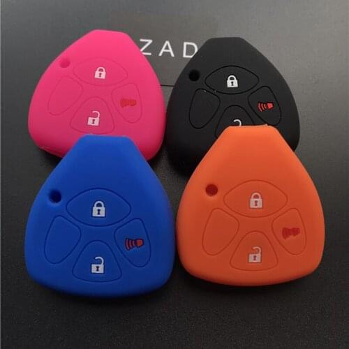 ZAD silicone rubber car key cover case For Toyota Camry COROLLA Vios REIZ CROWN RAV4 3 Buttons car key