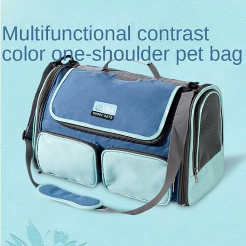 Contrasting Color Pet Bag Breathable One-shoulder Go Out Portable Medium Tote Cat Bag