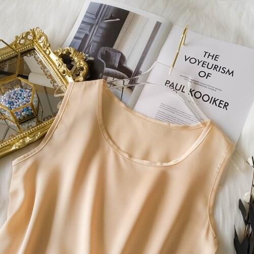 2020 Sexy Women Halter O-neck Strap Top Basic Cami Sleeveless Satin Chiffon Tank Tops WomenS Summer Silk Camisole Plus Size