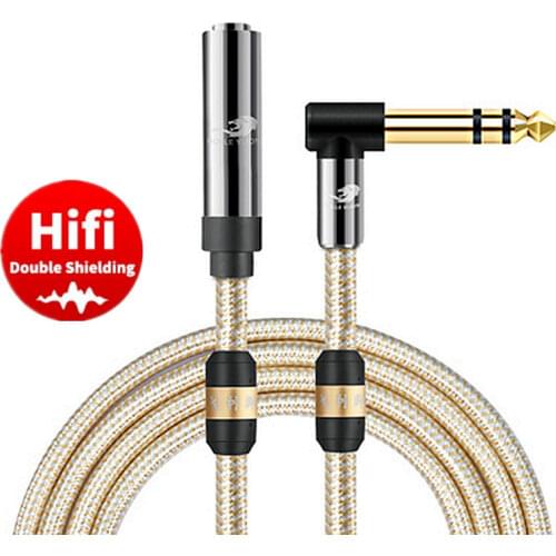 1/4'' TRS Stereo 6.35mm Male to Female Audio Cable for Guitar Amplifier Mixer Studio Monitors Headphone Extension Shielded Cords
