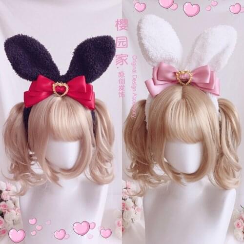 Harajuku-style Rabbit Ears Series Lolita Bow Hair Hoop Kc Multicolor Wild Selling Sprout Hoop Hair Bows Hair Clips For Women