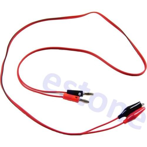 1M Red 1 Set Alligator Test Lead Clip To Banana Plug Probe Cable 100CM + Black