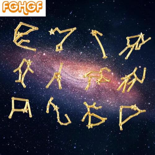 12pcs/set Horoscope Stuff UV Resin Craft Metal Constellation Accessories for DIY Jewelry Making Starry Sky