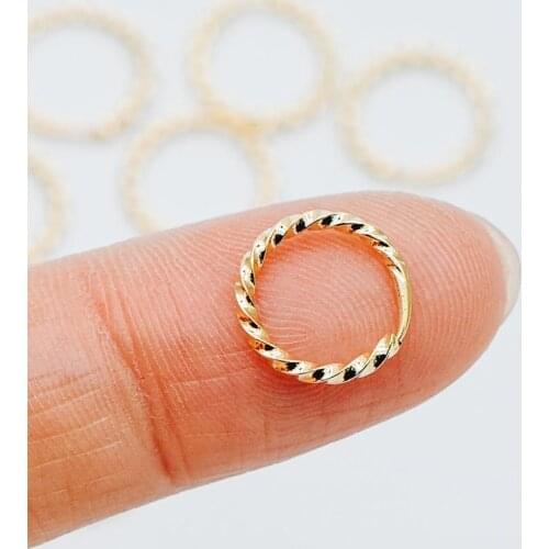 20pcs Gold plated Brass Open Jump Rings 11mm, Twisted Split Jumpring, Loop Hoop Earring (GB-498)