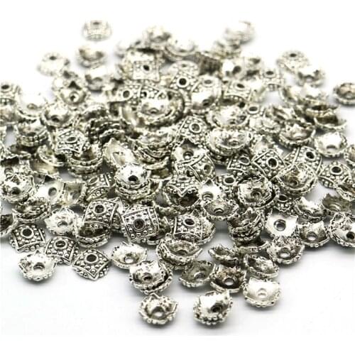 8mm 200pcs Metal Square Shape Beads Caps Silver Plated Color Flower Petal Spacer Beads Caps Charm For Jewelry Making
