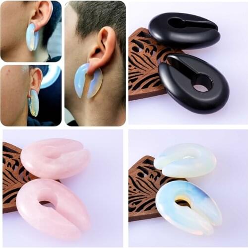 3 Pairs Keyhole Pink Black Opalite Ear Weights Hanger Ear Expander Piercing Plug 6mm&8mm&10mm Earrings Fashion Piercing Jewelry