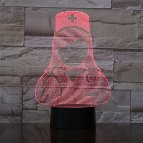 3D Lamp The Doctor and Nurse Pretty Present for Children Atmosphere Touch Sensor Led Night Light Lamp Visual Light Effect