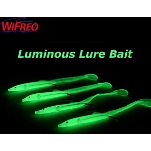 5-15cm Luminous Shrimp Soft Lure Fishing Artificial Bait With Hook Glow in Dark T Tail Lure Jig Head soft fishing lure