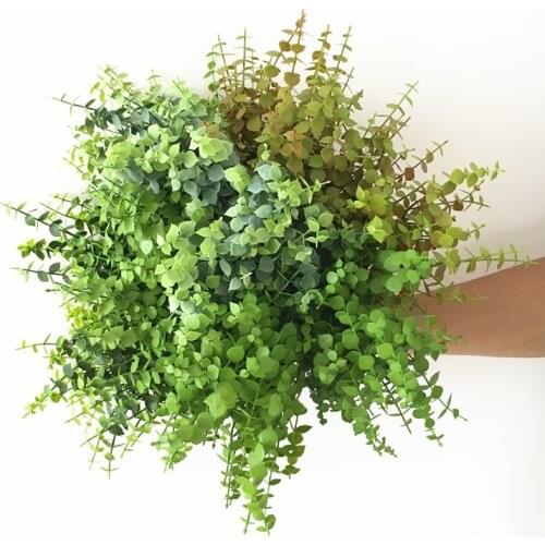 6 Forks Artificial Plants Eucalyptus Grass Plastic Green Leaves Fake Flower Plant Wedding Home Table Decors