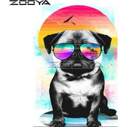 ZOOYA DIY Diamond Embroidery Cute Dog Sun Glass Animal Diamond Painting Cross Stitch Square Rhinestone Mosaic Decoration BK315