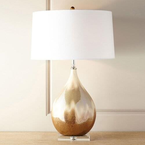 American Table Bedroom Bedside Lamp Personality Designer Creative Pearl Glaze Ceramic Table Lamp Light Luxury Hotel Study Lamp