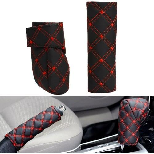 Car Accessories Handbrake Grips Covers Gear Shift Knob Collar Decoration Interior PU Leather Truck Off Road 4x4 Caravan SUV Auto