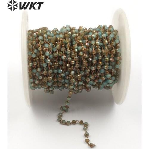 WT-RBC052 Pale Green Color Sparking Beads Chain Wholesale 5 Meter Handmake Jewelry For Women Fashion Necklace Accessories