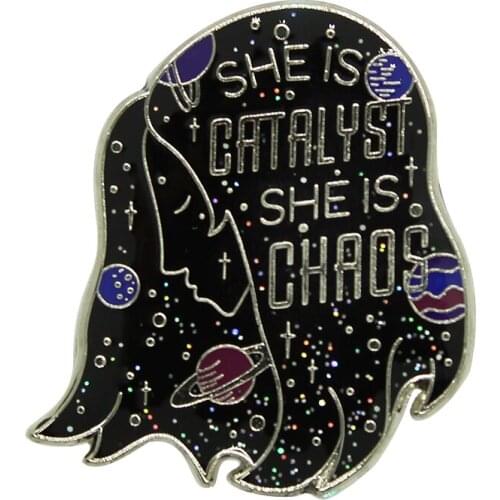 She is Catalyst She is Chaos Brooch Illuminae Files inspired Badge love quote enamel pin wise literary jewelry