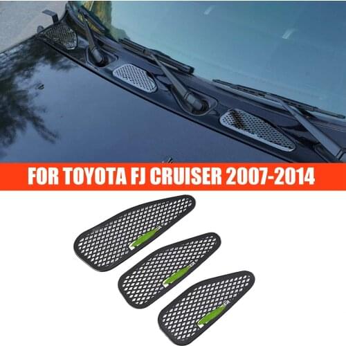 Black Steel Machine Cover Air Outlet Frame Trim Bonnet Hood Cover Vent Decorative Mesh For Toyota FJ Cruiser 2007-2014