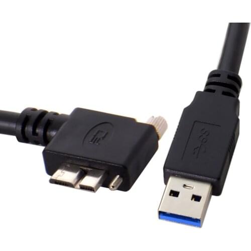 CYDZ 90 Degree Left Angled Micro USB Screw Mount to 3.0 Data Cable for Industrial Camera 3m