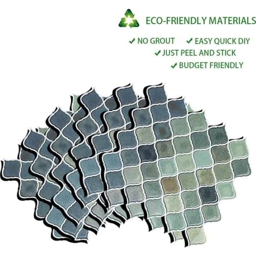 Peel and Stick Decorative Tile Arabesque Design, Modern Turquoise Smart Tiles, Stick-On Backsplash Tiles for Kitchen/Bathroom