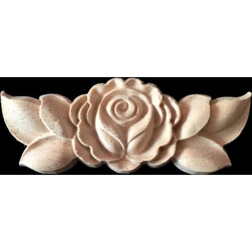 9*3.5CM Wood Carved Corner Onlay Applique Frame Furniture Wall Unpainted for Furniture Home Cabinet Door Decoration Crafts