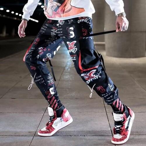Block Pocket Patchwork Cargo Joggers Men 2021 New Streetwear Hip Hop Letter Print Harem Pants Mens Casual Trousers Sweatpants