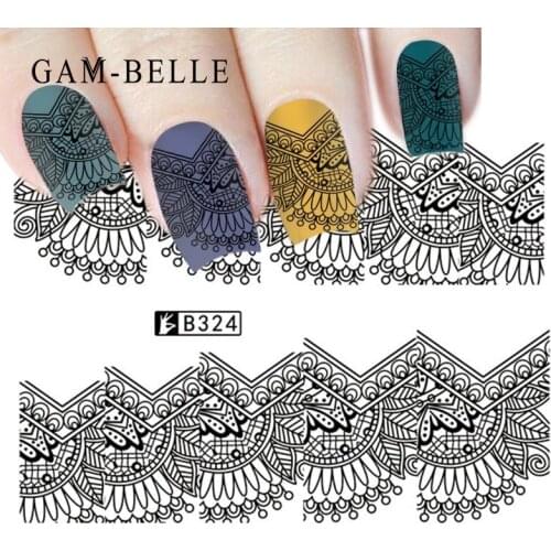 GAM-BELLE 1 Sheet Bohemian Stripe Series 3D Nail Sticker Flower Full Decals Beauty Nail Art Decoration Creative Tattoo Sticker