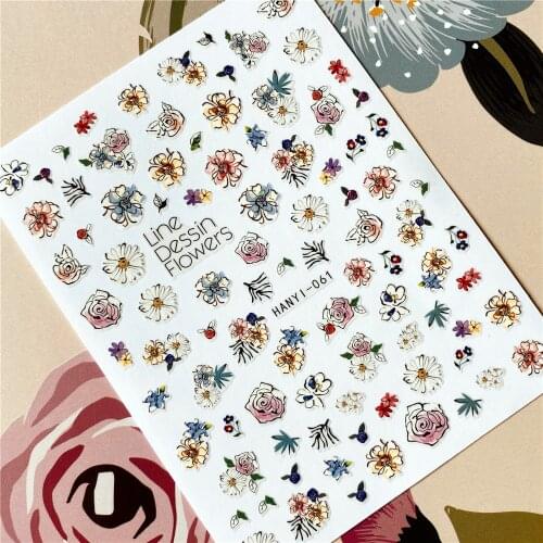 HANYI-061-221 Line flower Dressy Lace 3D Back glue Nail decal Nail sticker Nail decoration Nail art Nail tool Nail ornament