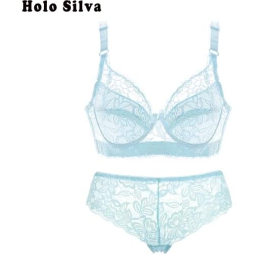 Women Sexy Lace Lingerie Sets Bralette Seamless Thong Panties&Bra Sets Push Up Wire Free Brassiere Ultra Thin Underwear Sets