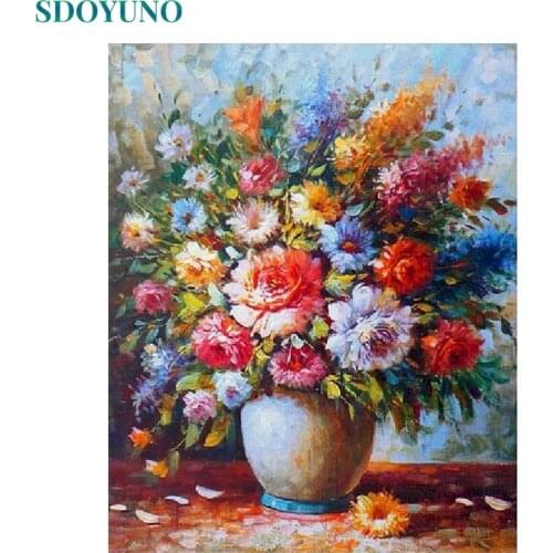 SDOYUNO Paint By Numbers Flowers DIY 60x75cm Oil Painting By Numbers On Canvas Frameless Number Painting Pictures Home Decor