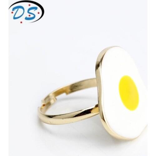 Creative Accessories Egg Omelette Shaped Rings for Women Girls Funny Finger Rings Spinner Ring for Female GIFTS
