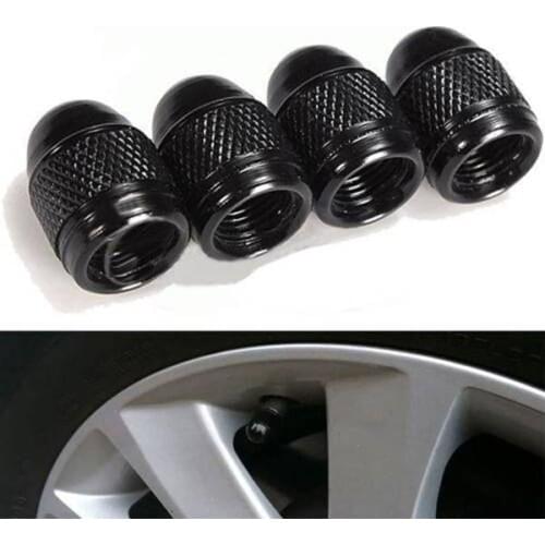 4pcs Tire Tyre Rim Valve Stem Cap Black Aluminium Alloy Bullet Shape Car Truck Air Port Cover Tire Rim Valve Wheel Stem Caps
