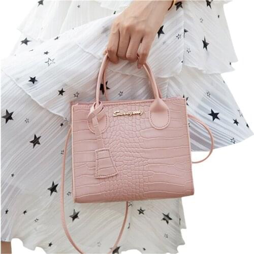 Ladies PU Square Shoulder Bag Women Solid Color Stone Pattern Handbag Casual Crossbody Messenger Bag Storage Bags Organizer