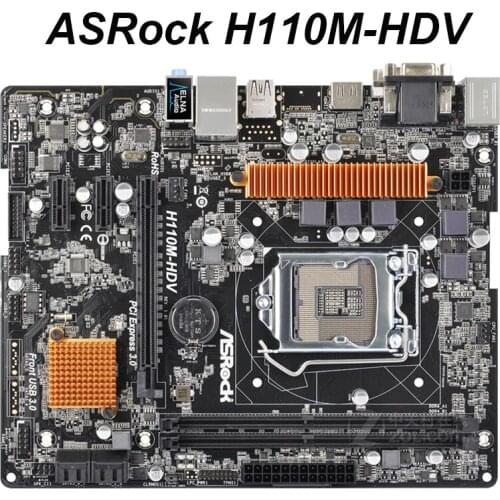 For ASRock H110M-HDV Desktop 1151 Motherboard H110 Socket LGA1151 DDR4 SATA3 USB3.0 32GB Desktop Used Mainboard Original