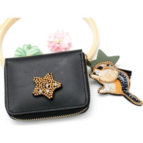Maxsin 1 Pcs High Quality Handmade beaded rhinestone embroidery Squirrel Pentagram Clothing accessories handbag shoes patch DIY
