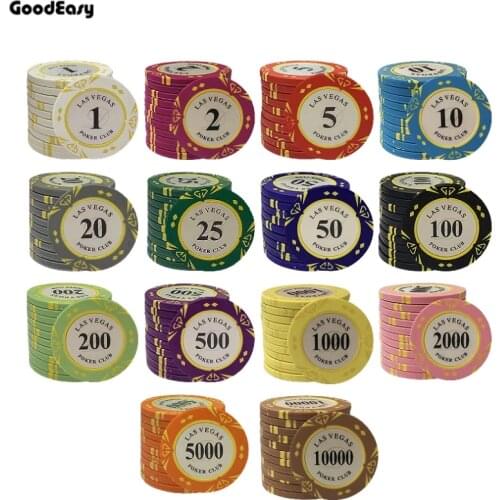 25PCS/SET Las Vegas Clay Chips Casino Texas Poker Chip Set Poker Coin Metal Coins Dollar Chips Poker Club Accessories