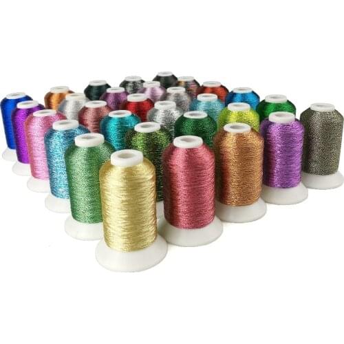 Metallic Polyester Computer Machine Embroidery Thread Filament MS Type 150d2 550 Yards 32Mini Spools 18g Each Super Shine