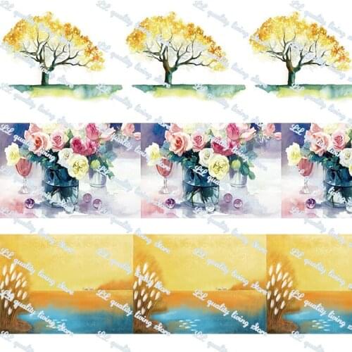 New design pattern printed grosgrain and satin ribbon 38-75mm printed ribbons DIY hair bows Sewing webbing 50 yards