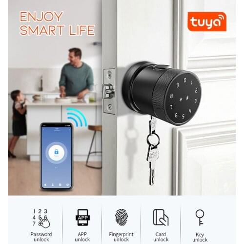 New Tuya Smart Lock Fingerprint Door Lock Digital Keyboard Card Combination knob Lock For Home / Office / Hotel DIY Door Lock