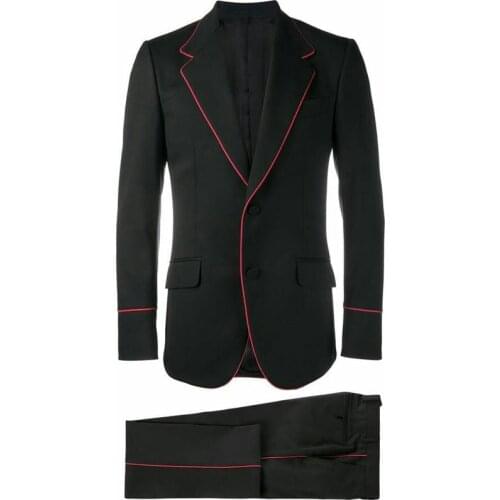 Single Breasted Fashion Business Black 2 Piece Wedding Tuexdos Formal Prom Suit Party Blazer (Jacket+Pants) Custom Made