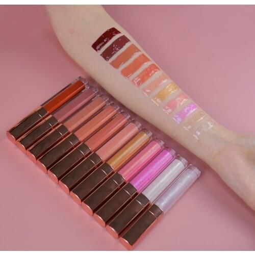 Wholesale Lip Gloss Base Vegan Lipgloss Private Label Clear Plumper Lip Glossy Rose Gold Tube Liquid Lipstick Custom Logo