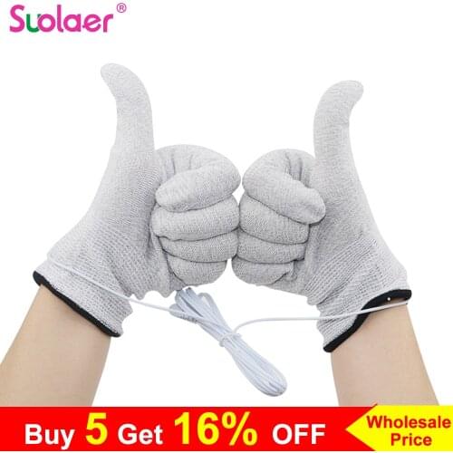 1 Pair Breathable Fiber Electrotherapy Massager Electrode Gloves With Cable Electrode Machine Electrode Gloves For Tens Mechines
