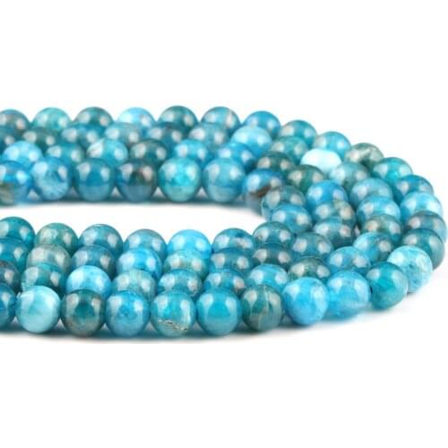 Polish Round Beads With Natural Apatite for DIY Men and Women Bracelet Necklace Anklet Accessories