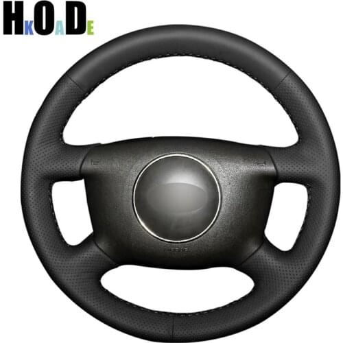 Hand-stitched Black PU Artificial Leather Car Steering Wheel Cover for Audi A4 1998 A6 1999-2004 A8 A8 L 1998-2001 Allroad 2001