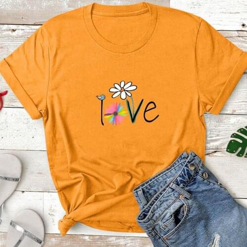 Love Shirt Fashion TShirt Women Cotton Summer Short Sleeve T-shirt Women Printed Loose Tee Shirt Femme White Camisetas Mujer Top