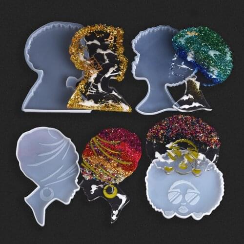 Afro Girl Pattern Silicone Mold Explosive Head DIY Coaster Epoxy Resin Mold Handmade Home Decor Resin Crafts