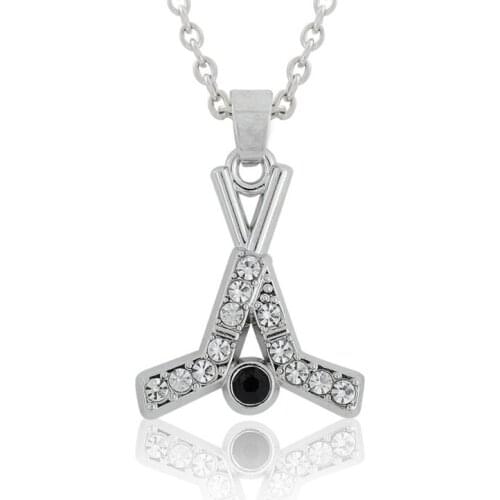 Rhinestone I LOVE Hockey Pendant Necklace Exquisite Crystal Field Hockey Women Man Sport Jewelry Gift Wholesale