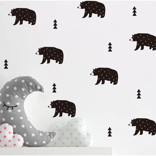 Pupil cartoon wall with polar bear Nordic forest wall decoration wall stickers childrens room A10-010