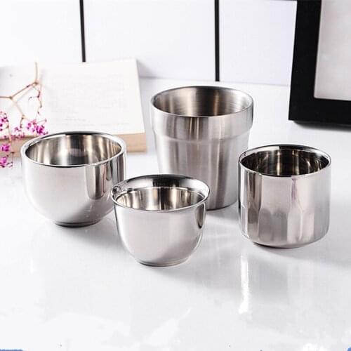 Thicken Double Layer Tea Water Cups Stainless Steel Portable Travel Tumbler Coffee Milk Drinks Mug Home Office Use Gargle Cup