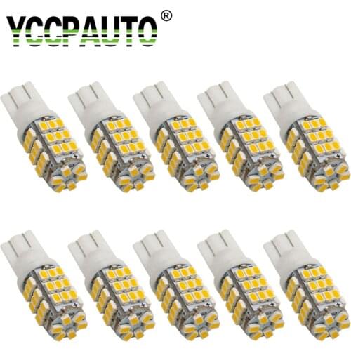 YCCPAUTO 10Pc T10 Warm White Bulbs 4300K 194 168 W5W LED Car Side Marker/Wedge Lights Clearance Lamp 3020 42SMD 12V